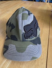 Fox Racing Legacy Flexfit Hat Camo Green Woodland Baseball Cap Mens Size S/M