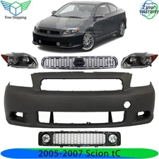 Front Bumper Cover Paintable Plastic & Headlights Kit For 2005-2007 Scion tC
