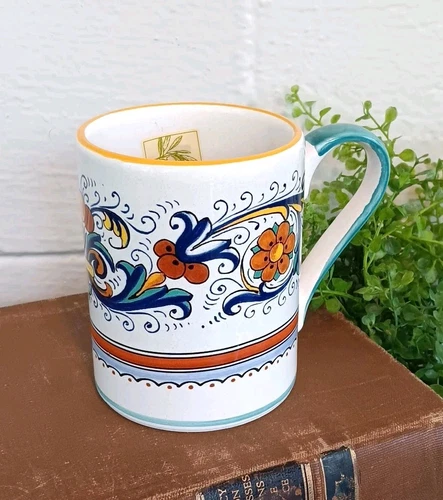 NWT Italian Ceramic Mug Ricco Deruta - Hand Made Pottery Coffee Mugs, Deruta 