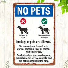 Vintage Tin Metal Signs - No Pets Allowed, Service Metal Tin Signs