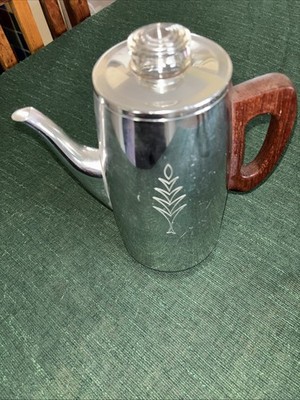 Vintage SONA Edelstahl Kaffeekanne Holzgriff Mid Century 7 Tassen Kaffeemaschine