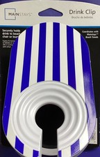 Mainstays Drink Clip Holder for Beach Lounge Chair Blue Stripe Gift Plastic Wine