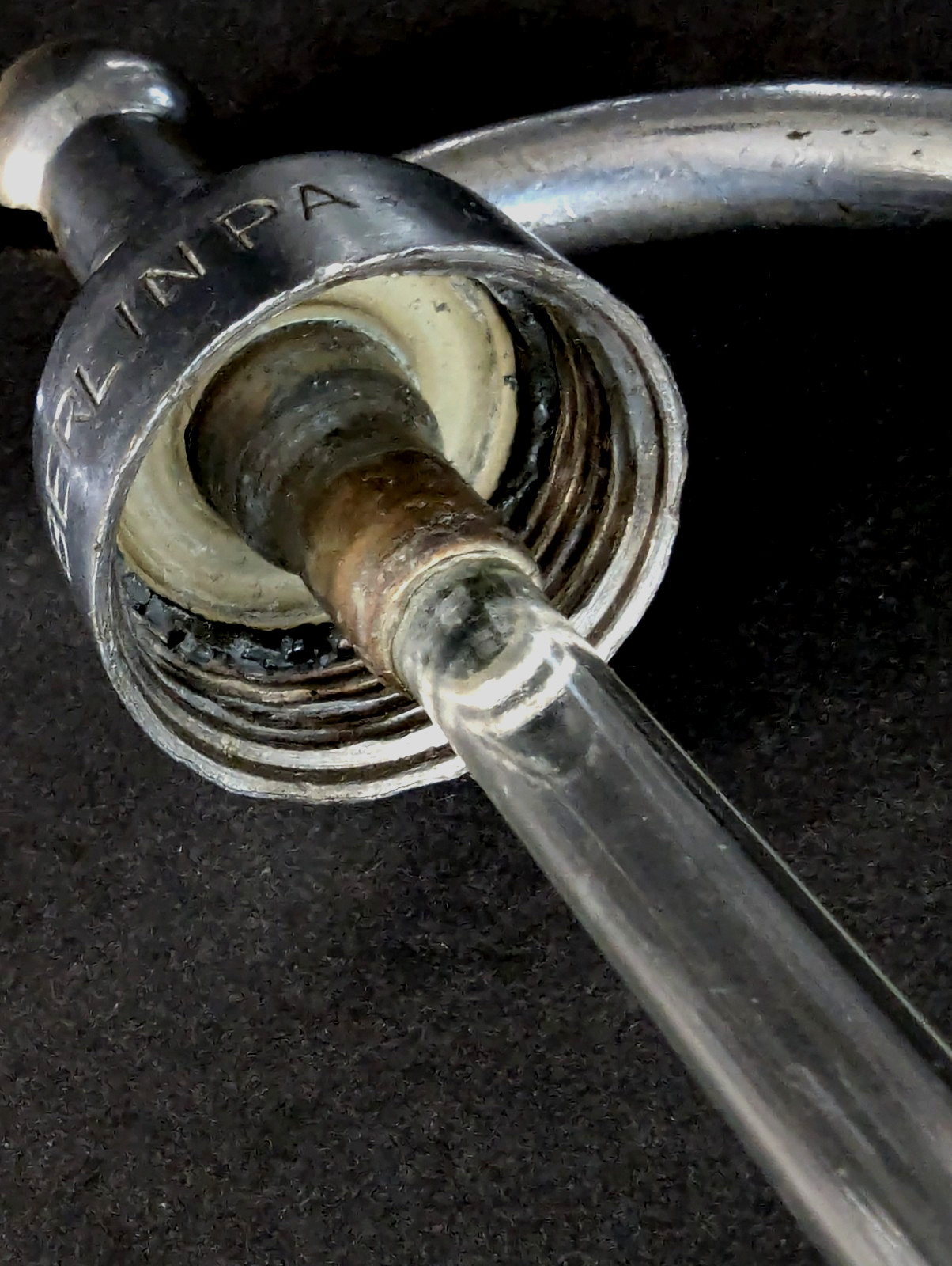 Vtg Clear Glass Seltzer Bottle w/ Removeable Lid w/ "Coca Co A. B. Berlin PA"