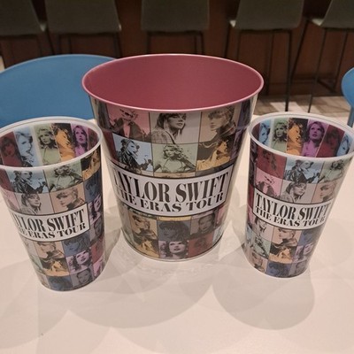 BRAND NEW Taylor Swift The Eras Tour Movie AMC Pink tin, 2-32oz Cups lot