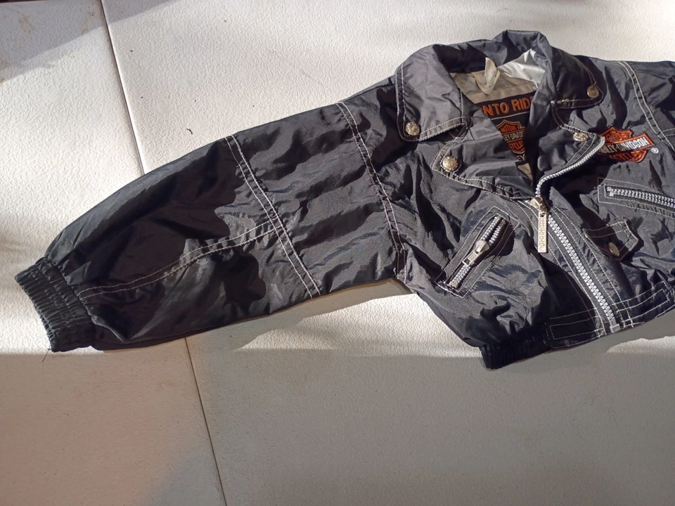 Harley Davidson Toddler Born To Ride Jacket/Pants Coat Zip Up Black Nylon 4T - Image 4 of 4