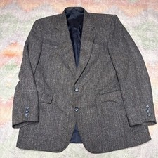 CIRCLE S Blazer Mens 44R Gray Navy Western Sport Coat Made USA Jacket Tweed Wool