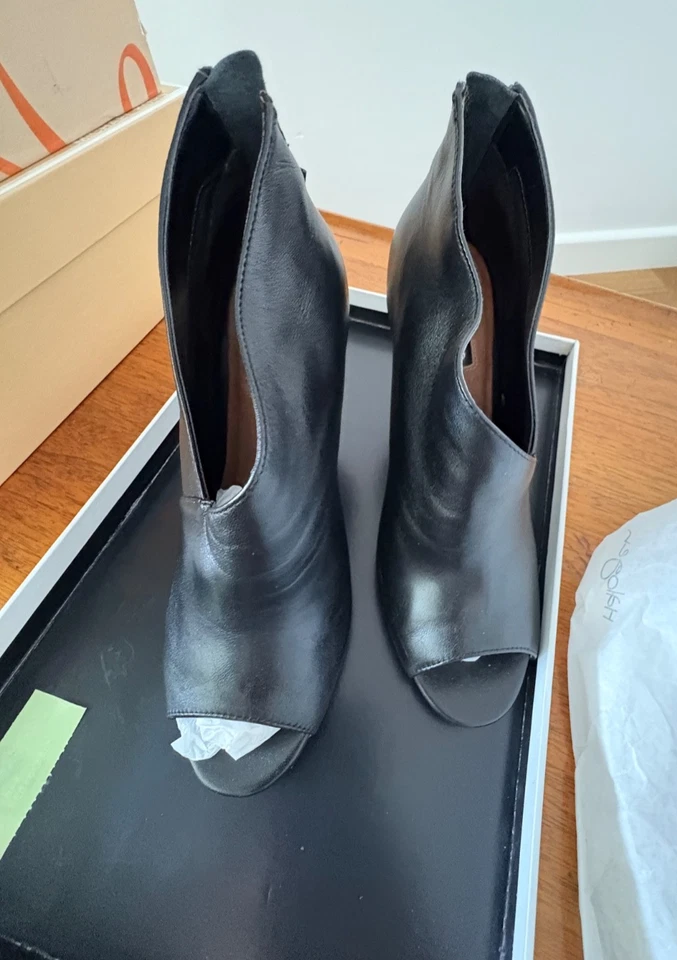 Halogen Black Leather Open Toe Ankle Booties Size US 6M - Image 1 of 4