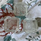 FEDERAL GLASS 4" x 4" Vintage Refrigerator Dish Embossed Vegetable Lid Lot Of 3