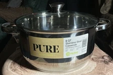 Ecolution 6 QT Stainless Steel Casserole Pot With Tempered Glass Lid.