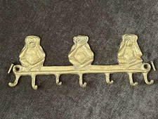 Brass Monkeys HEAR No Evil SPEAK No Evil SEE No Evil Wall Hook Key Holder Rack