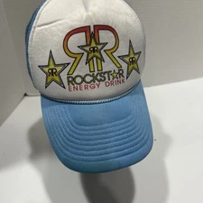Rockstar Energy Drink Trucker Hat Powder Blue Snapback Cap Baby Blue Sky Retro