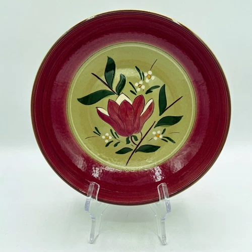 Stangl Pottery Magnolia Red Pink Flower 8" Round Serving Bowl Second Trenton NJ