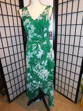NEW Womens Guess Green Floral HIgh Low Dress Size 2