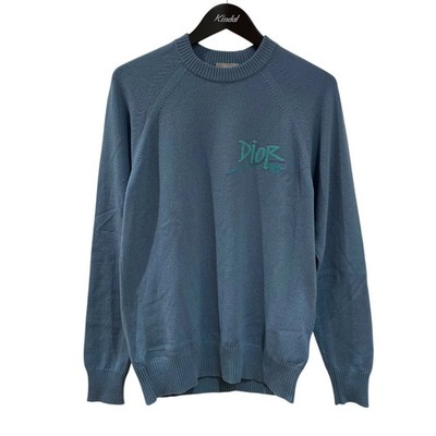 Christian Dior20AW × Sahwn Stussy Cashmere Sweater 033M609AT070 Sky Blue Size: