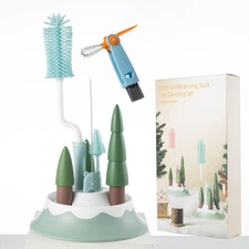 Chemimoso Baby Bottle Drying Rack and Cleaning Set, with Spinning Silicone Baby 