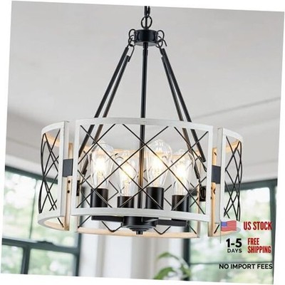 D19'' Modern Farmhouse Chandelier 4-Light Adjustable Pendant Light for White Oak