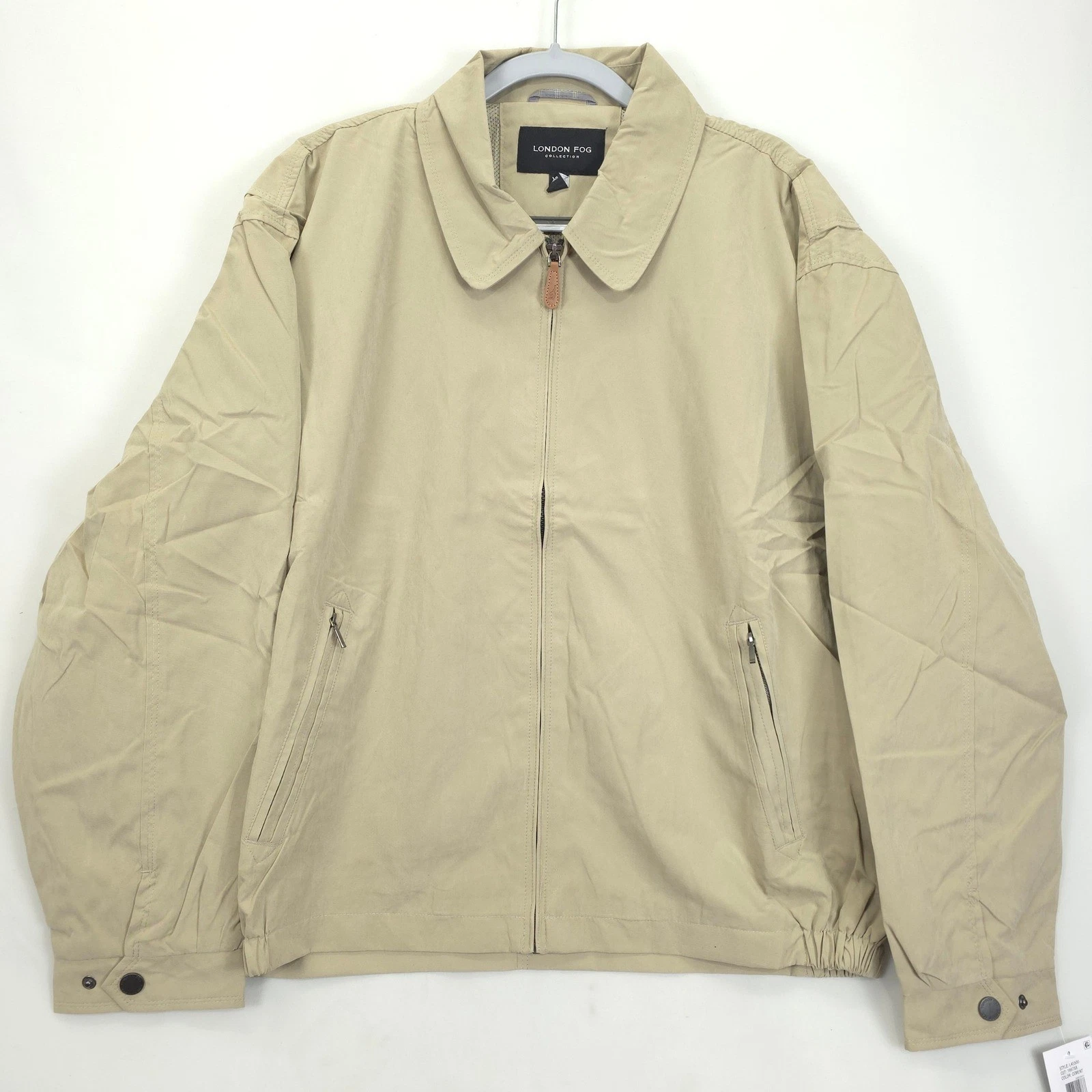 London Fog Collection Jacket Men XXL Beige Zip Front Classic Harrington Academia