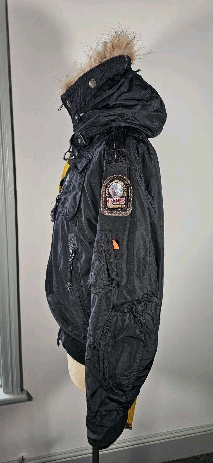 Parajumpers Gobi Jacket Mens Large Masterpiece Series Down Fur Trim Black Bomber image 10