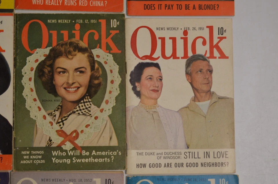 12 Vintage Quick Magazines MCM Hollywood Stars Photographs News Articles 1952 Foto 4 de 4