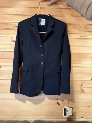 EA Sport Women's Black Show Coat Size 6 Tall Notch Lapel Three-Button