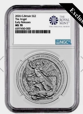 🇺🇸2026 NGC MS70 Early Releases British Angel Silver Coin - Image 1 of 4