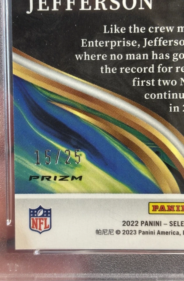 2022 Panini Select - Sensations Justin Jefferson #SEN-15 Tie-Dye Prizm /25 - Image 3 of 3