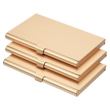 3pcs 3.6x2.3x0.3 Inch Business Card Holder Alloy Name Cards Case Champagne Gold
