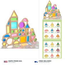 WOODENFUN Wood Building Blocks Set for Kids, 32 Pcs Rainbow Stacker Stacking ...