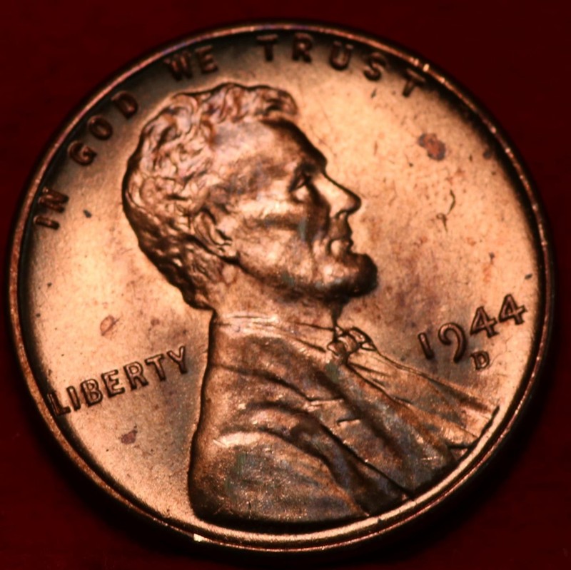 Uncirculated Red 1944-D Denver Mint Copper Lincoln Wheat Cent