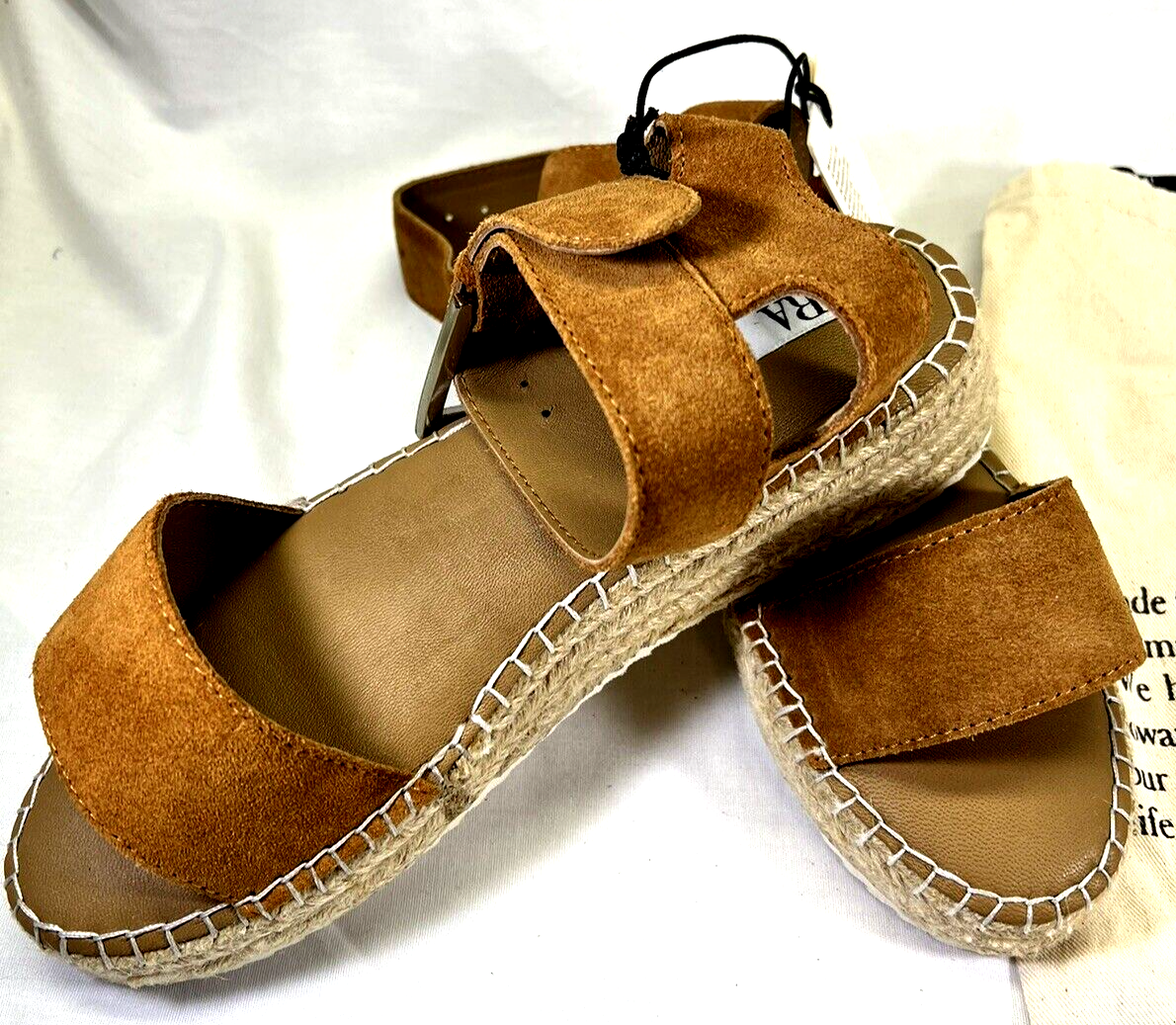 myra discount tobacco Myra Mustard Organic Suede Wedge Sandals Women Size 10 NWT with Dust Bag