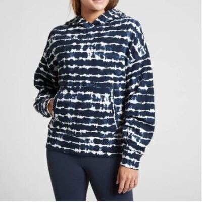 ATHLETA balance Blue Tie Dye Pockets Hoodie Sweatshirt XS Double list
