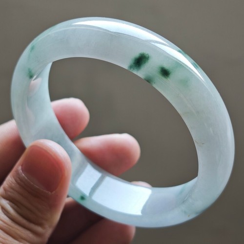 63mm White Green Emerald Icy Jadeite Jade Bracelet Bangle Burma Jade Bangle 2734