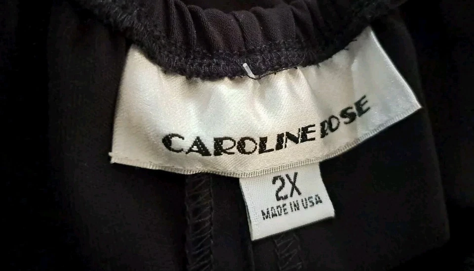 $255 Caroline Rose Suzette Crepe Straight-Leg Pants Women 2X Black Career Formal - Image 4 of 4