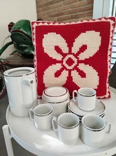 TOGNANA Servizio caffè porcellana decoro argento - vintage design anni 70