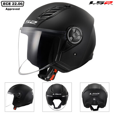 LS2 OF616 AIRFLOW II MATT BLACK OPEN FACE SCOOTER MOTORBIKE HELMET FLIP-UP VISOR