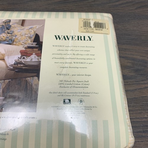 Vintage Fieldcrest Waverly Striate Striped Twin Flat Sheet NOS - Picture 5 of 19