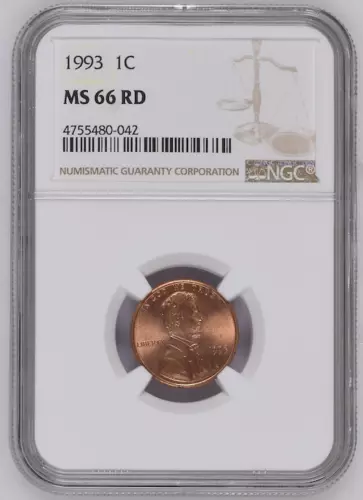 NGC MS 66 RD 1993 Lincoln Memorial CENT  (CLOSE AM)