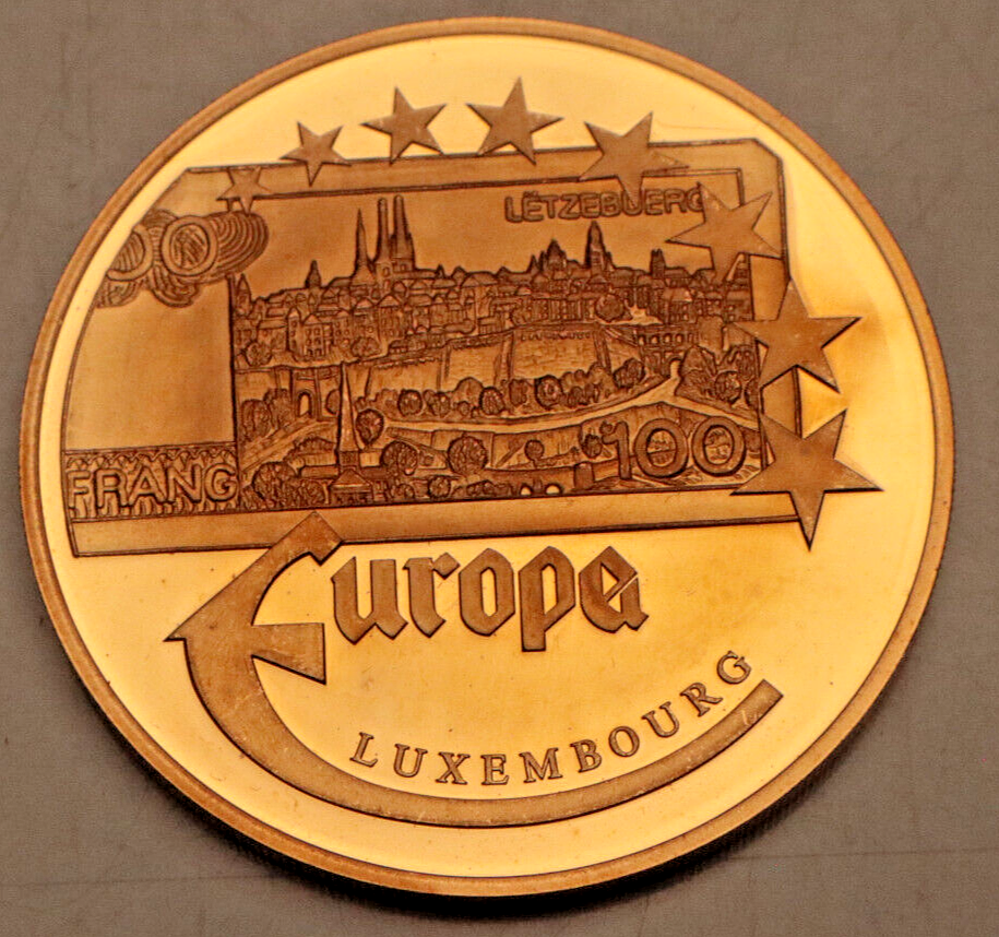 LUXEMBOURG:100FRANGNOTE,BANKNOTEMINTING,CuGoldPlated,ExPP,Be7