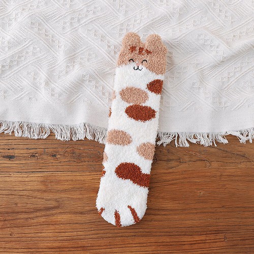 Winter Soft Thick Plush Cat Paw Coral velvet socks Floor Socks Sleeping Socks - Picture 9 of 15