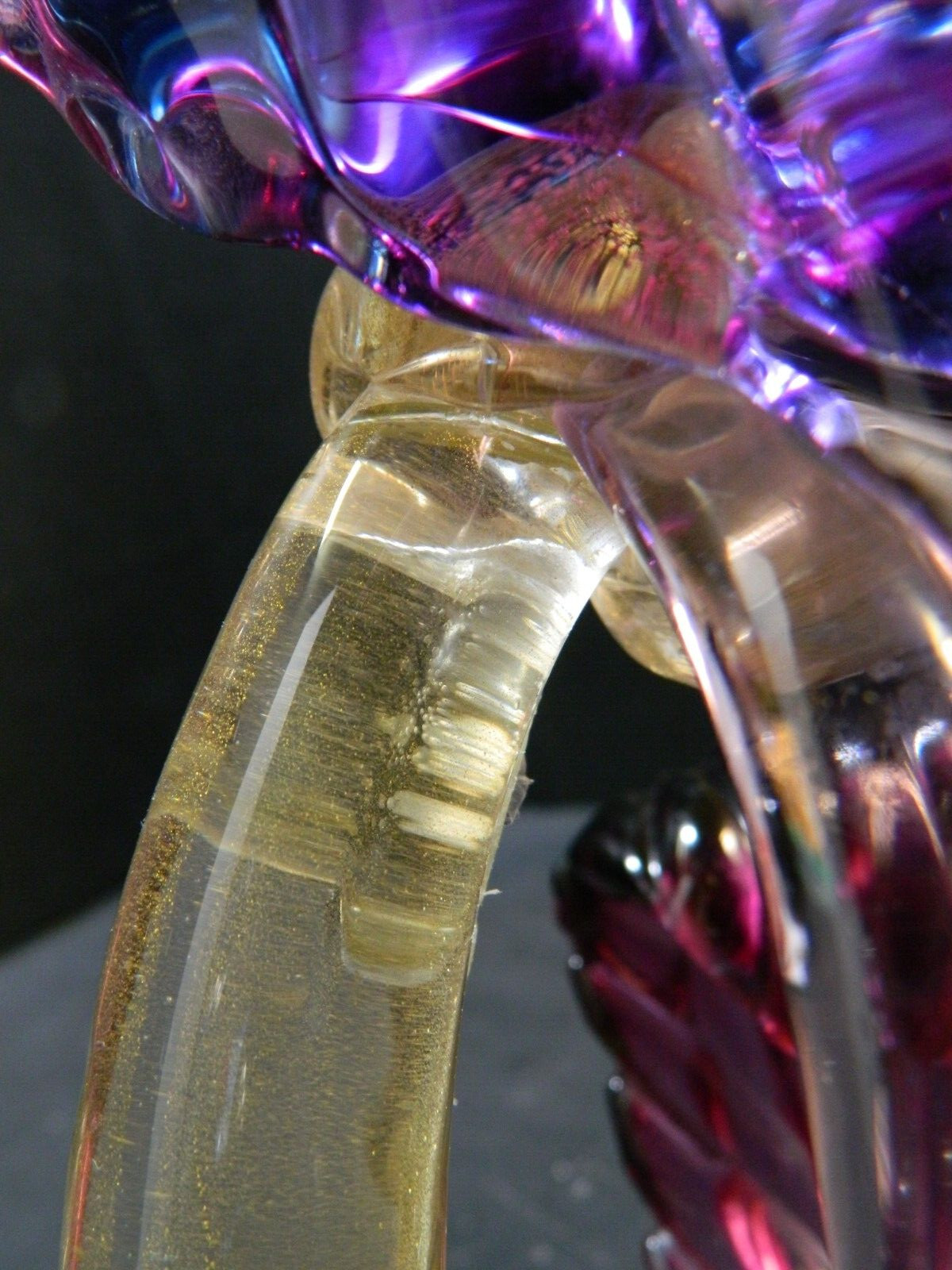 Barbini Murano Purple Gold Bird of Paradise Italian Art Glass Pheasant Sculpture