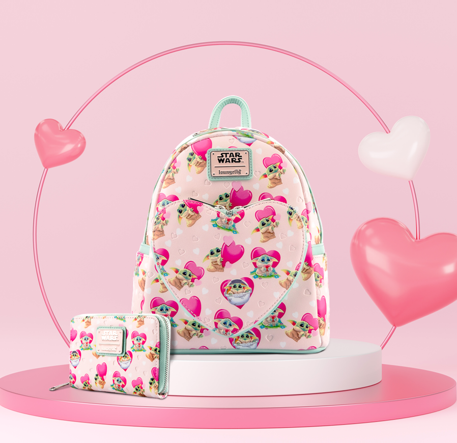 Loungefly Star Wars Baby Yoda Pink Hearts Mini Backpack ✤ New LOUNGEFLY DISNEY Star Wars Backpack MANDALORIAN BABY  main image 4