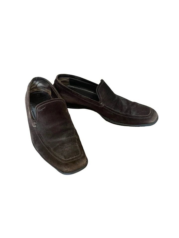 SALVATORE FERRAGAMO BROWN SUEDE  SLIP ON LOAFERS MENS SHOES 9 EE - Image 3 of 4
