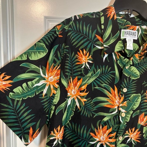 Haband Black and Orange Casual Button Down Tropical/Hawaiian Shirt Men’s Size XL - Picture 3 of 8