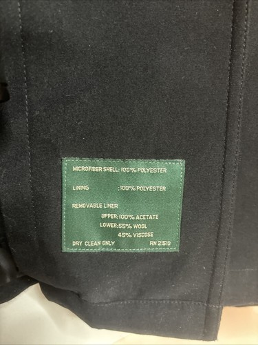 Lauren Ralph Lauren Vintage Trench Coat Black Removable Lining 42L Wool Blend - Picture 10 of 16