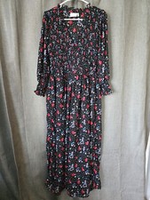 ASOS Design Womens Dress Black Botanical Print Shirred Bodice Maxi Size 10 