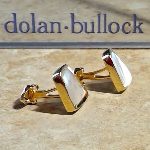 VESTIDO BULLOCK DOLAN NEGRO 14K amarillo oro alabastro gemelos $1300 Foto 2 de 4