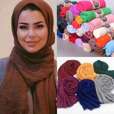 Women's Premium Viscose Maxi Crinkle Cloud Hijab Scarf Shawl Islam Muslim Warm