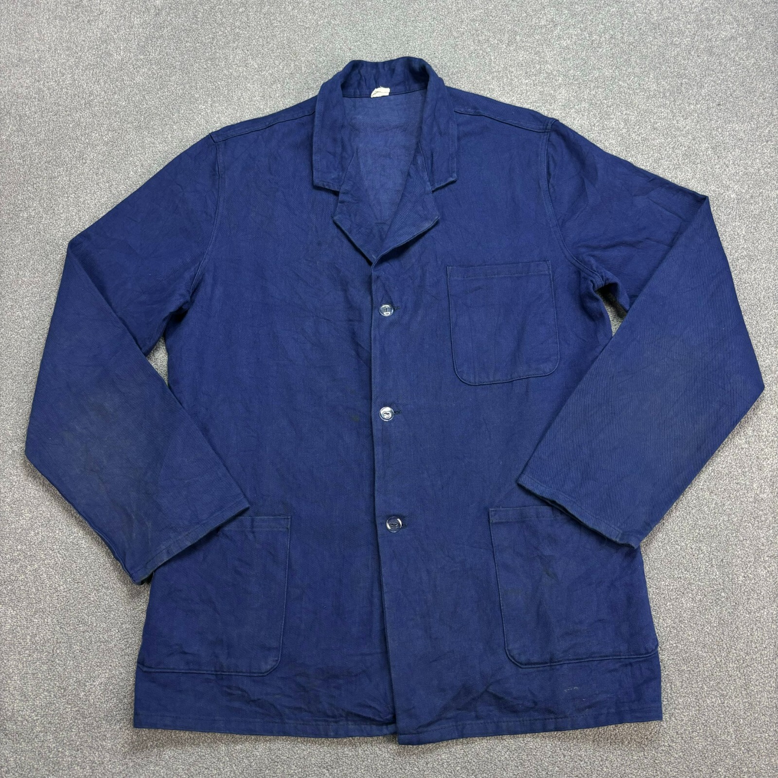 Vintage French Blue Workwear Jacket Mens Medium Sanfor Chore Outdoor Coat