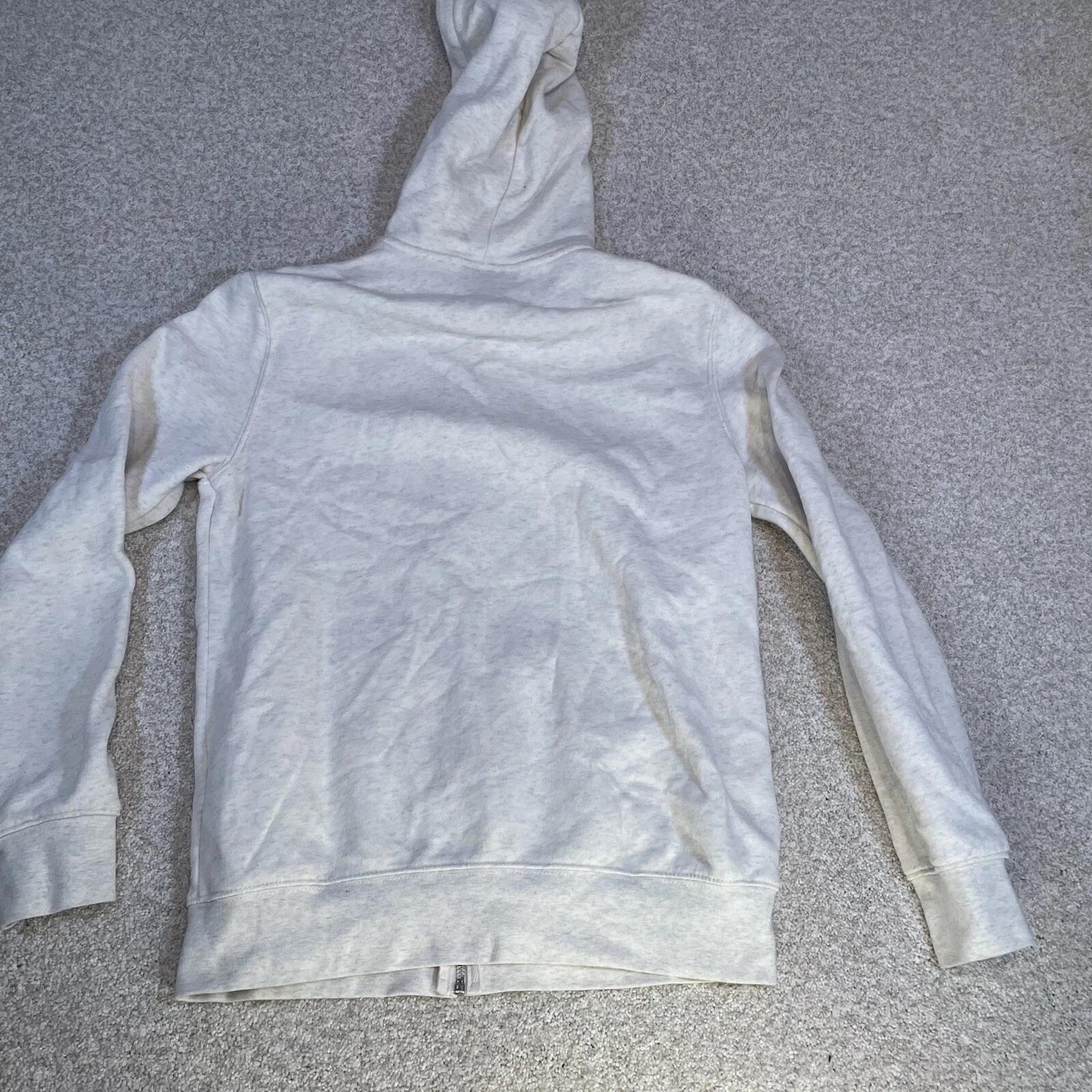 OFF WHITE Felpa con cappuccio e zip intera H&M Basic uomo piccola grigio chiaro bianco sporco con tasche