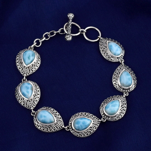 Bracelet Réglable Argent 925 Main Avec Topaze Bleue Suisse - Fait Main Inde